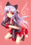  1girl alternate_color angel_beats! animal_ears blazer cat_ears dark_persona long_hair purple_hair red_eyes ribbon school_uniform skirt solo tagme tachibana_kanade weapon zen 