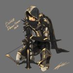  armor black_hair bow_(weapon) crossbow demon_hunter diablo diablo_3 hiryuu hood male solo weapon 
