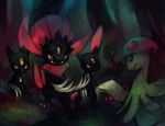  claws creature highres holding monocle no_humans pink_eyes pmd-explorers pokemon pokemon_(creature) purplekecleon sneasel weavile 