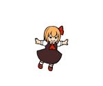  1girl blonde_hair chibi outstretched_arms rumia short_hair simple_background smile solo spread_arms terajin touhou white_background youkai 