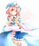  bad_id butterfly hands hat heart heart_hands japanese_clothes pink_eyes pink_hair saigyouji_yuyuko short_hair simple_background smile solo taoru touhou triangular_headpiece 