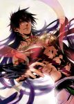  black_hair feathers jewelry long_hair magi_the_labyrinth_of_magic male murmurze necklace red_eyes sinbad_(magi) solo tattoo 