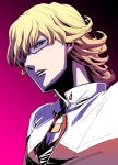  barnaby_brooks_jr blonde_hair glasses hido_ryoji hidou_ryouji high_contrast jacket jewelry male necklace red_jacket solo tiger_&amp;_bunny v-neck 