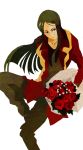  adult bad_id bouquet fate/zero fate_(series) flower green_hair kuroihato long_hair lord_el-melloi_ii male red_rose rose solo waver_velvet 