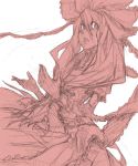  graphite_(medium) hair_ribbon hands highres kagiyama_hina monochrome nu_ma open_mouth red ribbon sketch solo tears touhou traditional_media wrist_cuffs 