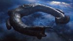  alien alien_(movie) cloud clouds engineer_(prometheus) epic flying lightning mountain official_art production_art prometheus_(movie) realistic science_fiction space_craft space_jockey sunrays 