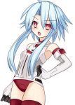  :o ahoge armpits bare_shoulders blanc blue_hair blush choujigen_game_neptune ears elbow_gloves gloves hand_on_hip hips kami_jigen_game_neptune_v long_hair meimu_(infinity) meimu_(pixiv) open_mouth red_eyes solo symbol-shaped_pupils thigh-highs thighhighs white_heart 