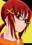  bespectacled blush glasses hair_ornament hairclip highres hino_akane ponytail precure red_eyes red_hair redhead shinkuoh short_hair smile smile_precure! solo 