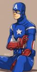  blue_eyes captain_america kanapy male marvel simple_background solo steve_rogers superhero 
