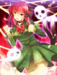  animal_ears braid cat_ears cat_tail kaenbyou_rin koyuri_shouyu looking_at_viewer multiple_tails open_mouth red_eyes red_hair redhead smile solo tail touhou 