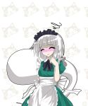  ^_^ alphes_(style) blush cat closed_eyes kaoru_(gensou_yuugen-an) konpaku_youmu konpaku_youmu_(ghost) maid maid_headdress parody short_hair silver_hair solo squiggle style_parody touhou 