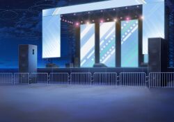  banner beach blue_archive blue_theme clouds cool_colors fence game_asset highres night no_humans non-web_source ocean official_art outdoors railing ring_of_light_(blue_archive) sand scaffolding scenery screen speaker spotlight stage stage_lights star_(sky) variant_set 