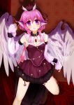  alternate_costume animal_ears choker crown detached_sleeves fingernails heart highres jewelry kotarou_(yukina1721) long_fingernails mystia_lorelei necklace pink_hair purple_hair short_dress sleeves_past_wrists solo touhou wings 