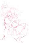  hug kiss monochrome mononobe_no_futo multiple_girls short_hair simple_background soga_no_tojiko tama_(soon32281) touhou toyosatomimi_no_miko white_background yuri 