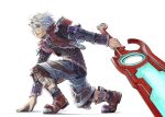  beco blonde_hair blue_eyes boots highres huge_weapon male monado shulk solo sword vest weapon xenoblade 