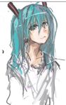  :3 aqua_eyes aqua_hair hair_ornament hatsune_miku long_hair pan!ies portrait sketch solo twintails vocaloid 