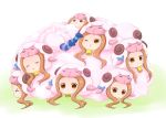  animal_ears brown_eyes brown_hair ichihara_nina idolmaster idolmaster_cinderella_girls multiple_persona ohlala pantyhose sheep sheep_costume sheep_ears striped striped_legwear 