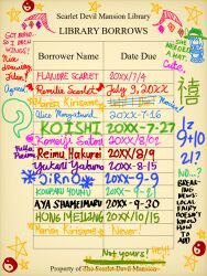  1girl absurdres bad_math bat_wings character_name commentary crystal crystal_wings disembodied_eye english_commentary english_text hat highres hitodama shanghai_doll solo star_(symbol) supermarco64 text_focus touhou wings yin_yang 