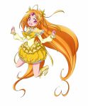  absurdly_long_hair brooch bubble_skirt choker cure_muse cure_muse_(yellow) heart jewelry long_hair magical_girl onaya_masakazu orange_hair pink_eyes precure shirabe_ako simple_background solo suite_precure twintails very_long_hair white_background 
