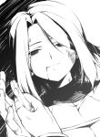  blood blood_from_mouth blood_in_mouth fate/zero fate_(series) hisau_maiya hyouju_issei monochrome short_hair spoilers 