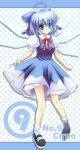  ahoge blue_eyes blue_hair cirno hair_ribbon junna junokra ribbon short_hair touhou wings ⑨ 