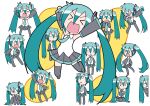  ! &gt;_&lt; :&gt; :&lt; :3 :d =_= a_master_is_out angry annoyed aqua_hair arms_up chibi chibi_miku dancing detached_sleeves drinking errant expressions hatsune_miku kneeling long_hair necktie o_o open_mouth peeking_out raised_hand scared skirt smile soda sweatdrop tears thighhighs twintails very_long_hair vocaloid |_| 