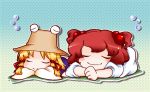  chibi closed_eyes hat moriya_suwako onozuka_komachi sleeping touhou 