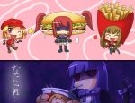  ... blonde_hair blue_hair chibi closed_eyes drinking fang flat_gaze food food_as_clothes food_themed_clothes frederica_bernkastel french_fries hamburger lambdadelta long_hair mammon purple_eyes rayno red_eyes red_hair redhead ribbon sakutarou shaded_face short_hair sipping stakes_of_purgatory tail translated twintails umineko_no_naku_koro_ni ushiromiya_ange violet_eyes wink 