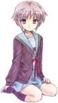  kneehighs nagato_yuki purple_hair school_uniform senntakuya socks suzumiya_haruhi_no_yuuutsu 