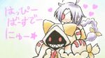  blazblue blush braid cat_ears eyepatch nu-13 piggyback silver_hair taokaka translated translation_request 