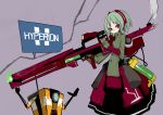 catysummer claptrap dress green_hair gun hyperion red_eyes rifle short_hair trigger_discipline weapon 