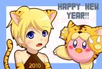  2010 animal_ears blonde_hair blue_eyes kirby lucas mother_(game) mother_3 new_year tail yarby 