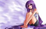  alternate_hairstyle barefoot casual danann hiiragi_kagami long_hair lucky_star purple_hair very_long_hair violet_eyes 