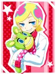  blue_eyes grin irabu_ichirou kuuchuu_buranko labcoat mono_(miso_kuronowish) multicolored_hair smile stuffed_animal stuffed_toy teddy teddy_bear 