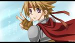  1boy armor blonde_hair cape character_name cless_alvein fingerless_gloves gloves looking_back male tales_of_(series) tales_of_phantasia title_drop 