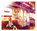  natsukawa_kou original school_uniform serafuku short_hair sitting solo train train_interior 