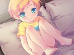  child claus face feet green_eyes mother_(game) mother_3 orange_hair senntakuya shirt smile striped striped_shirt 