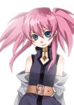  bad_id belt blue_hair blush detached_sleeves flat_chest kaida long_hair pink_hair presea_combatir tales_of_(series) tales_of_symphonia white_background 