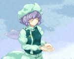  hands hat letty_whiterock purple_hair shiba_murashouji short_hair snowflakes touhou 