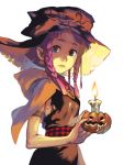  braid candle earrings halloween hat jack-o'-lantern jack-o-lantern jewelry pumpkin purple_hair twin_braids 