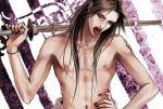  lily_(artist) male naruto shirtless sword tongue uchiha_itachi weapon 