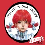  1girl daichan_mona red_eyes red_hair solo twintails wendy&#039;s 