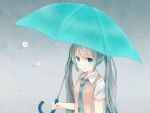  1girl blue_eyes blue_hair hatsune_miku long_hair sakoku_(rh_ty_ks) solo tie twintails umbrella vocaloid 