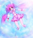  aqua_background bike_shorts boots bowtie breasts brooch cure_happy dress head_wings hoshizora_miyuki jewelry long_hair magical_girl outstretched_hand pink_dress pink_eyes pink_hair precure shorts_under_skirt skirt smile smile_precure! solo sora_to_umi tiara twintails wrist_cuffs 