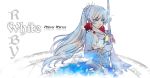  1girl blue_eyes dress earrings english jewelry long_hair necklace ponytail rapier rwby silver_hair solo steelgarden sword tagme weapon weiss_schnee 