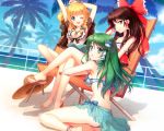  3girls an2a ass bikini cleavage hakurei_reimu kirisame_marisa kochiya_sanae see_through swimsuit touhou wink 