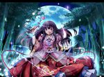 bamboo black_hair bowl bracelet branch full_moon houraisan_kaguya jeweled_branch_of_hourai jewelry letterboxed long_skirt moon red_eyes shino_(moment) skirt smile solo touhou