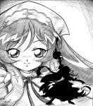  arukime dress hat long_hair monochrome rozen_maiden silhouette smile solo suiseiseki very_long_hair watering_can watering_pail 