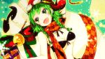  bikini bow braids goggles green_eyes green_hair gumi ribbons sazanami_shione scarf short_hair swimsuit vocaloid 