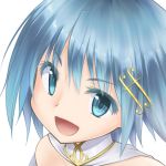  :d bare_shoulders barrette blue_eyes blue_hair cape estel face hair_ornament hairclip lowres magical_girl mahou_shoujo_madoka_magica miki_sayaka musical_note open_mouth short_hair smile white_background 